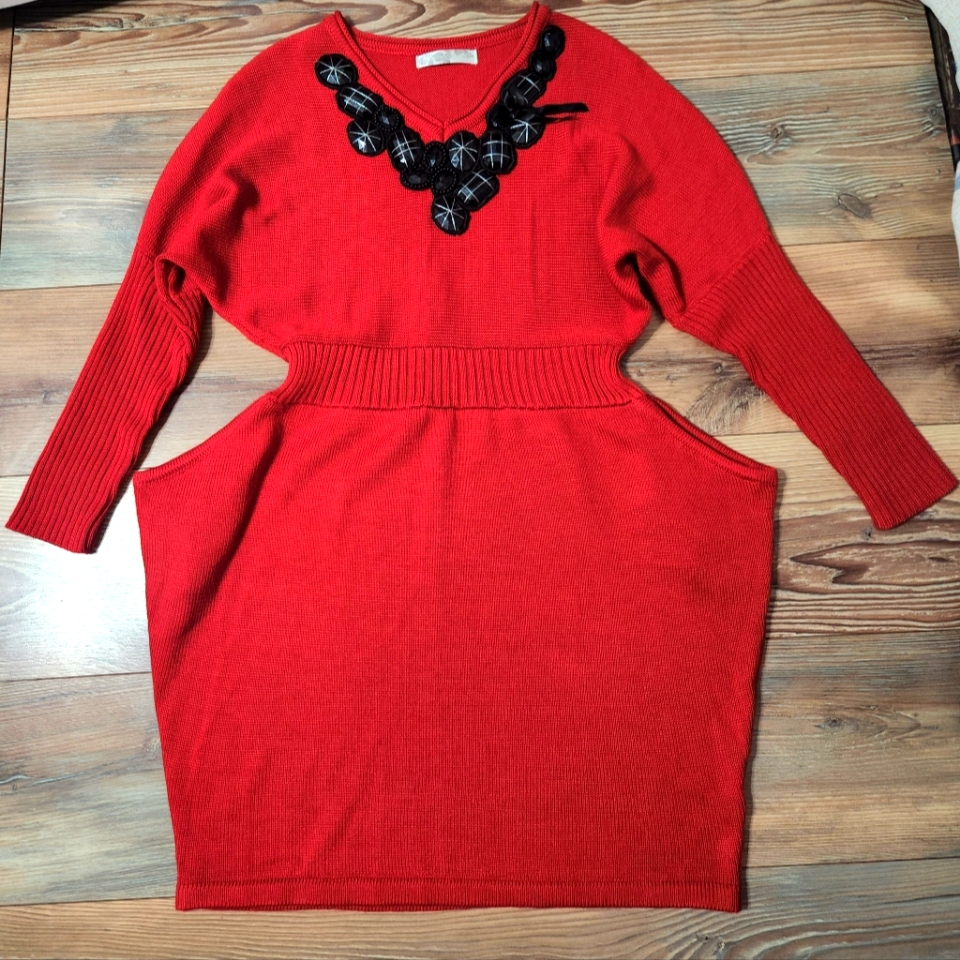 Unique Red Sweater Dress